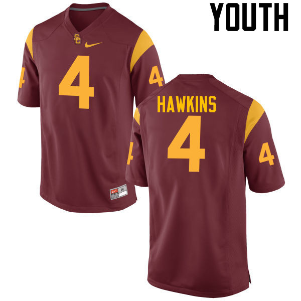 Youth #4 Chris Hawkins USC Trojans College Football Jerseys-Cardinal